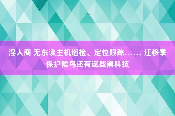 淫人阁 无东谈主机巡检、定位跟踪…… 迁移季保护候鸟还有这些黑科技