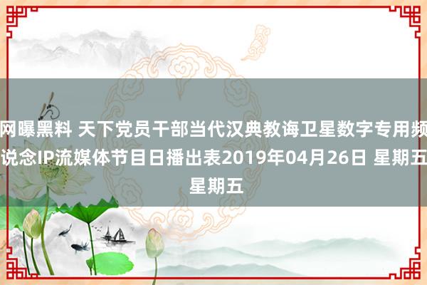 网曝黑料 天下党员干部当代汉典教诲卫星数字专用频说念IP流媒体节目日播出表2019年04月26日 星期五